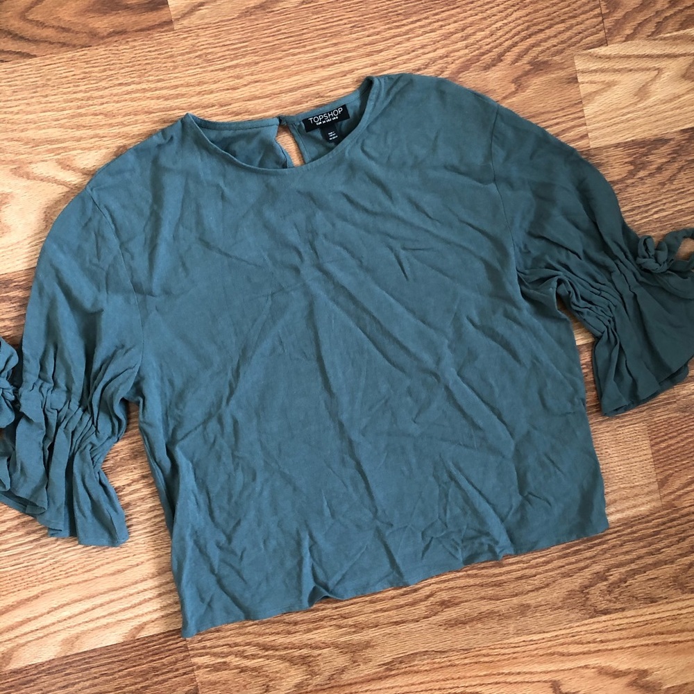 Topshop Olive Blouse 3/4 Sleeve